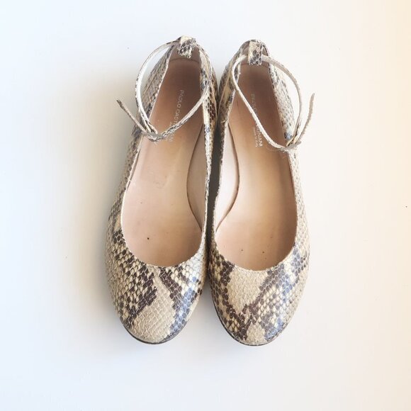 Italian Designer Paolo Castignani Snakeskin Ankle Strap Flats / Ballerinas 7 - Picture 14 of 16